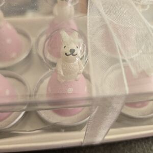 Pink and White Bunny Figurine Set